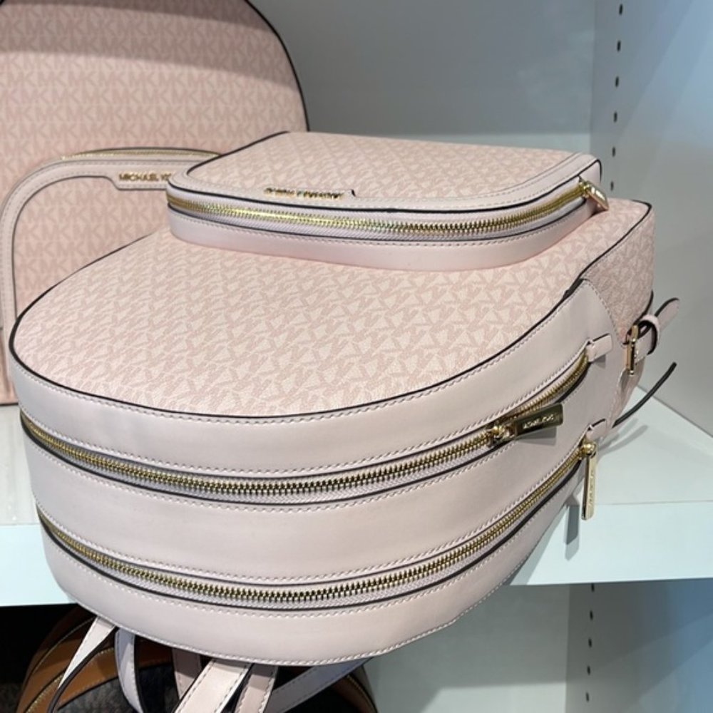 Michael Kors Jaycee Large Zip Pocket Backpack Dark Powder Blush - Picture 7 of 16